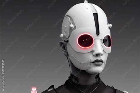 Cyberpunk Samurai Assassin White Arasaka Mask Futuristic Face Implants Ai Generated Art Stock