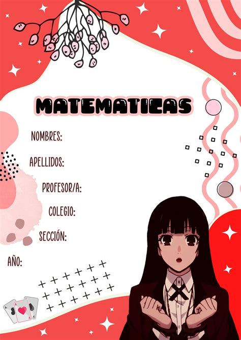 Carátula de Matemática de Jabami Yumeko Kakegurui Caratulas para