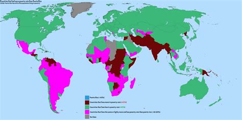 World map but the poverty rate is higher or lower percent than Puerto ...