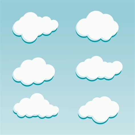 Conjunto De Nubes De Dibujos Animados Plana Vista De La Naturaleza Del