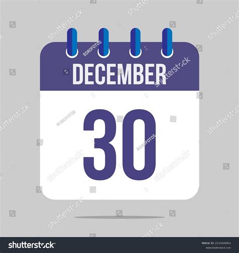 30 December Calendar Vector Calendar Icon Stock Vector (Royalty Free ...