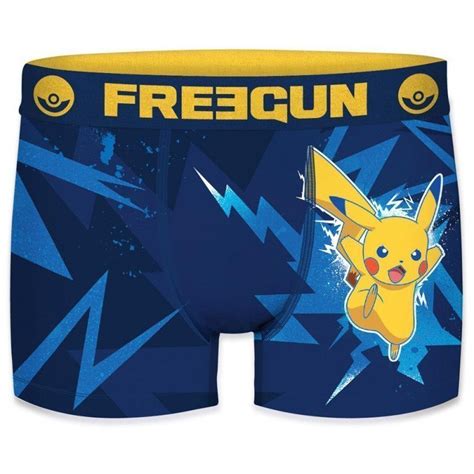 Freegun Boxer Gar On Microfibre Thu Bleu Jaune Pokemon