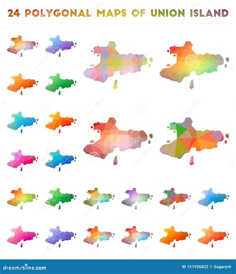 Set of Vector Polygonal Maps of Union Island. Stock Vector ...