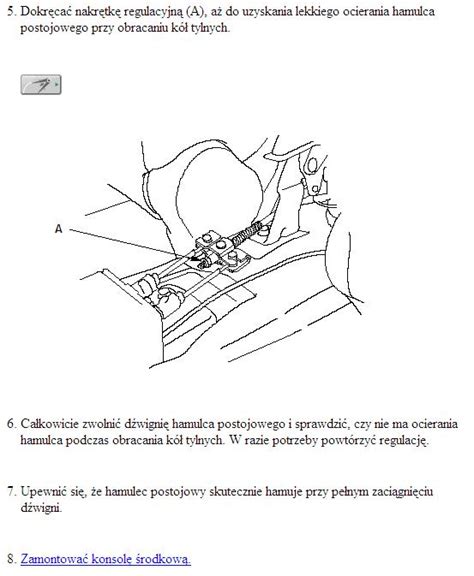 VII Accord Tourer VII gen regulacja hamulca ręcznego Układ