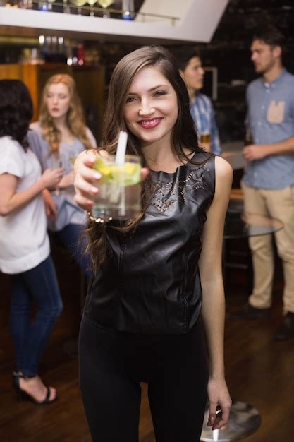 Premium Photo Pretty Brunette Holding A Cocktail