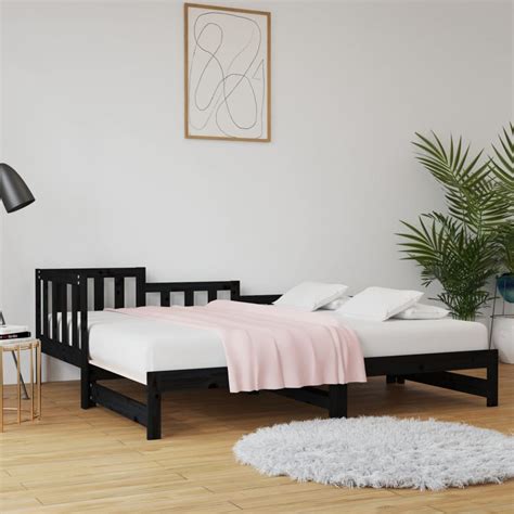 Estrutura sofá cama de puxar 2x 90190 cm pinho maciço preto Loja