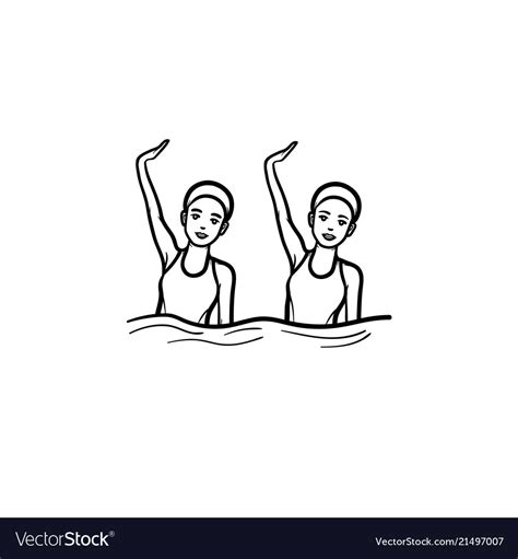 Synchronized swimming hand drawn outline doodle Vector Image