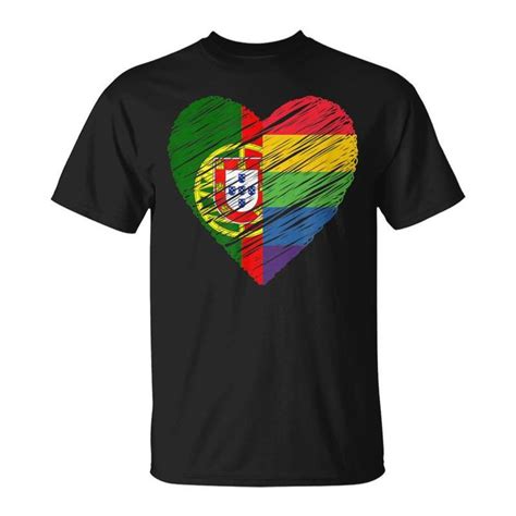 Lgbtq Portugal Gay Pride Coeur Pour L Amour Gay Et Lesbien Lgbt T Shirt En Lesbienne Gay