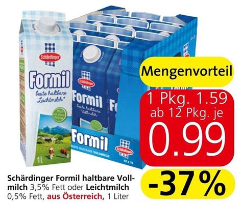 Schärdinger Formil haltbare Voll milch 3 5 Fett oder Leichtmilch 0 5