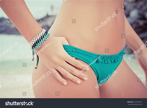 Woman Green Sensual Bikini On Beach Stock Photo Shutterstock
