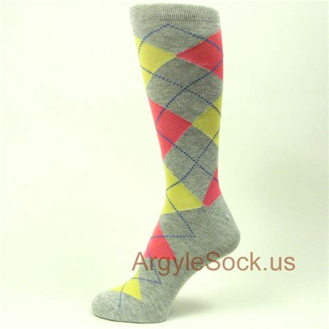 Light Gray Charcoal Dark Grey Yellow Mens Argyle Socks And For Groomsmen