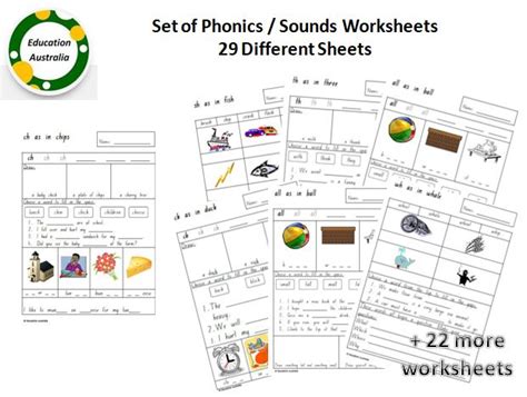 Set Of Phonics Sounds Worksheets 29 Different Sheets Teaching