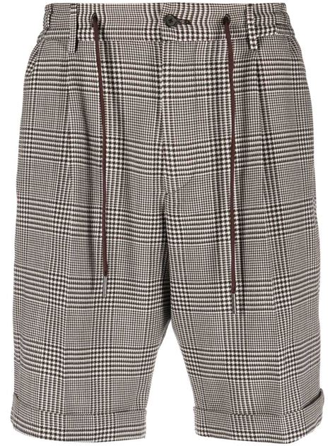 Tagliatore Prince Of Wales Check Print Shorts Brown Editorialist