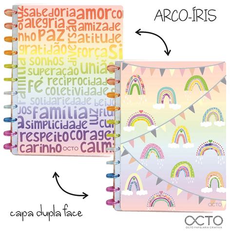 Caderno de Discos Tamanho G Universitário octo arco iris Submarino