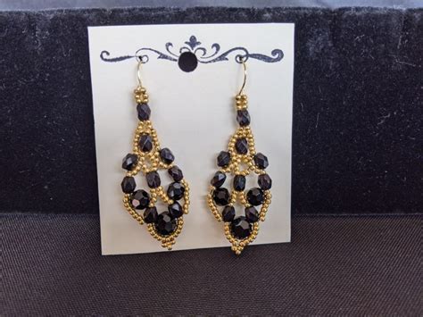 Black and Gold Earrings (#36) - Citrine Health