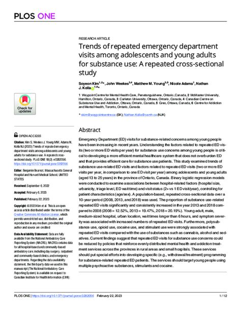 Pdf Trends Of Repeated Emergency Department Visits Among Adolescents