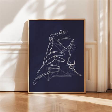 Minimalist Lgbtq Gay Couple Poster Queer Love Illustration Intimate Male Embrace Wall Art