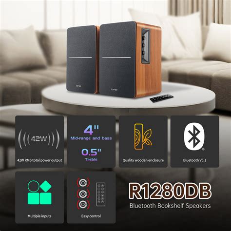 Edifier R1280DB Powered Bluetooth Bookshelf Speakers Optical Input