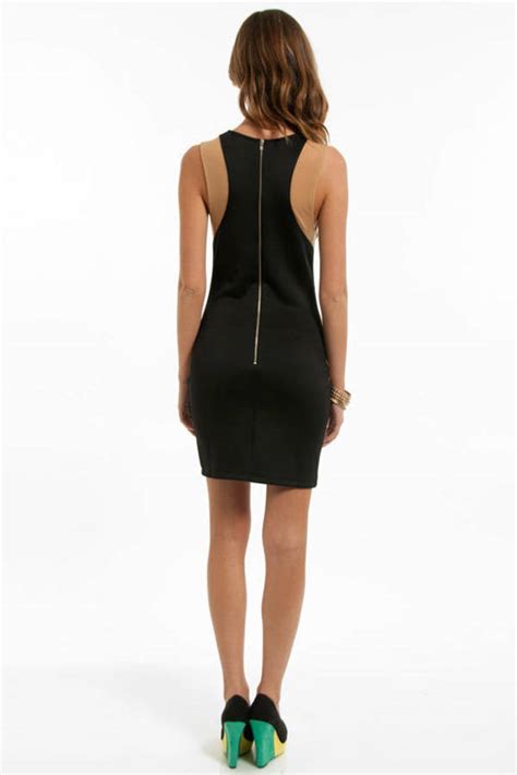 Mesh Panel Dress In Black Nude Tobi Us