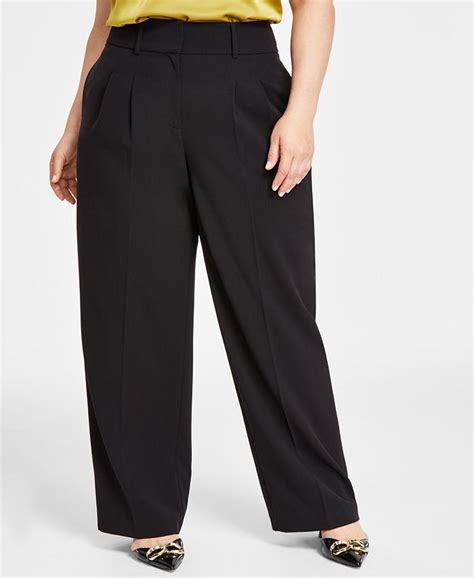 Bar Iii Plus Size Solid Pleat Front Wide Leg Pants Created For Macy S Macy S