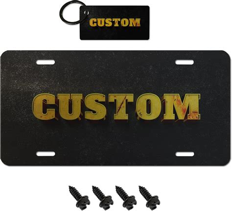 Custom Name License Plate 4 Black License Plate Screws And Keychain Personalized