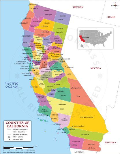 Buy California County Map, Purchase California County Map Online