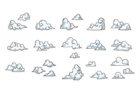 Premium Vector Set Of Clouds Element Hand Drawn Illustration