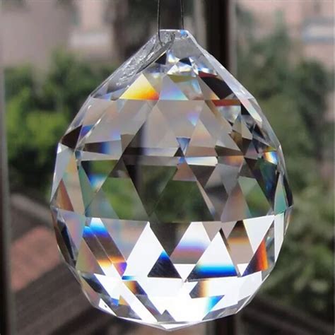 Jqj Mm Clear Crystal Glass Faceted Lighting Ball Prisms Pendant Feng