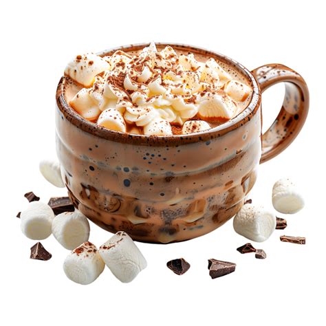 Creamy Hot Chocolate With Whipped Cream And Marshmallows PNG