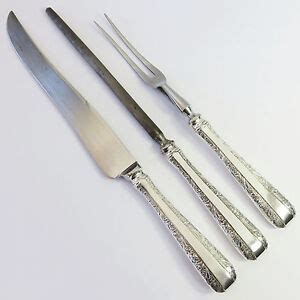 Vintage Silverplate Meat Carving Knife, Fork & Sharpening Rod 3 pc Set ...