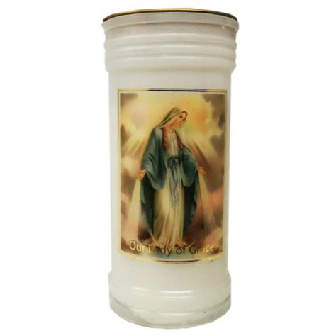 Our Lady Of Grace Virgin Mary Candle Hour Burn White Cm With