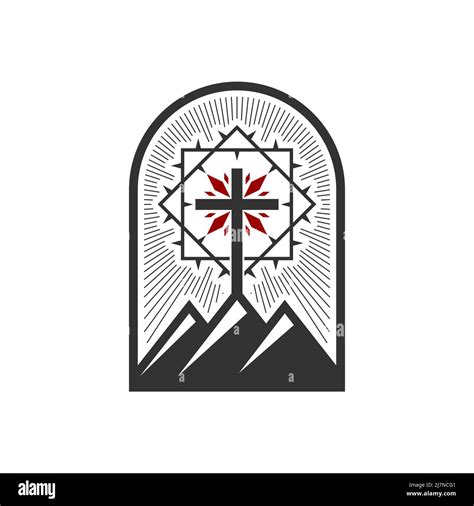 Christian Illustration Church Logo Cross Of Jesus Christ On Mount