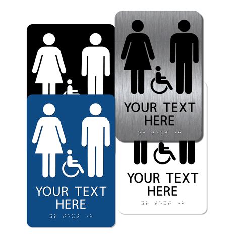 Custom Unisex Handicap Bathroom Sign 9 X 6