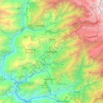 gangtok topographic map elevation terrain