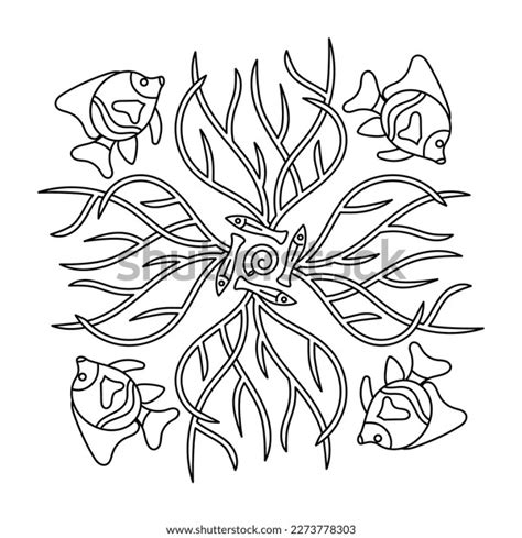 Sea Mandala Coloring Page Underwater Coloring Stock Vector (Royalty ...