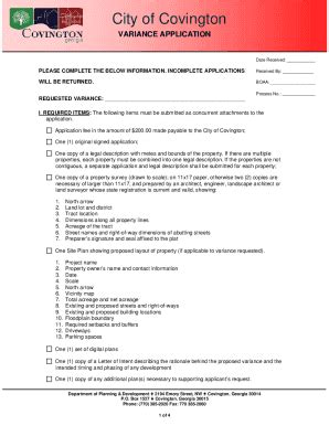 Fillable Online Application Package For Variance Administrative