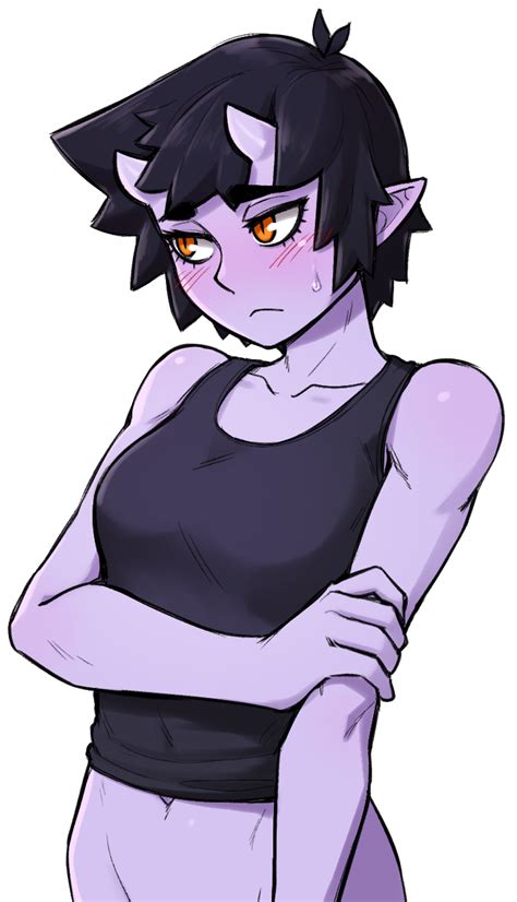 Safebooru 1girl Black Hair Black Tank Top Blush Commentary English Commentary Eyebrows Visible