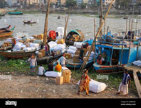 Ships And Boats On The Buriganga River In Dhaka Bangladesh Are Loaded