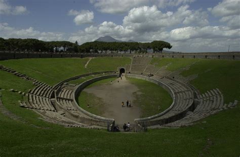 pompeii amphitheatre | Pompeii - Amphitheatre, Vesuvius in the distance ...