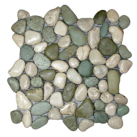 Hand Made Pebble Tile Glazed Sea Green And White 1 Sq Ft Etsy