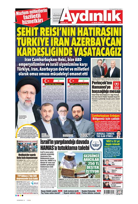 Ayd Nl K Gazetesi May S Sal G N Man Eti