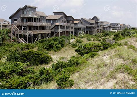 Row Outer Banks Beach Houses Stock Image - Image of path, carolina ...