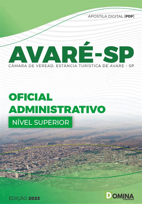 Apostila Câmara Avaré SP 2023 Oficial Adm Domina