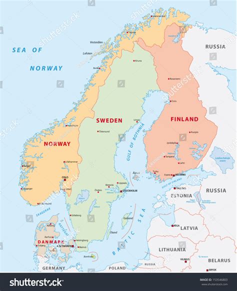 Scandinavia Map Stock Vector (Royalty Free) 153546803 | Shutterstock