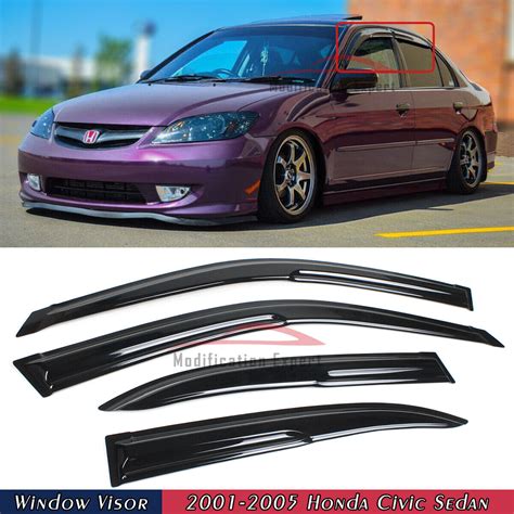 For 2001 2005 7th Gen Honda Civic Es1 Es2 Mugen Style Window Visors Rain Guards Ebay