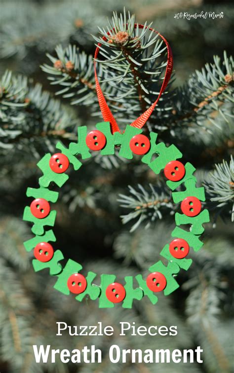 Homemade Puzzle Pieces Wreath Ornament - The Resourceful Mama