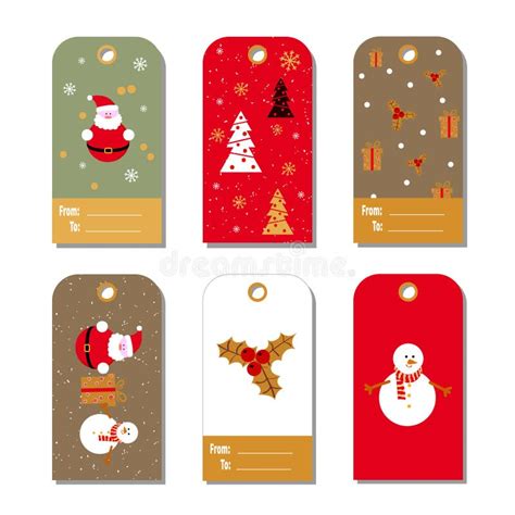 Set Of Colorful Christmas And New Year Gift Tags Stock Vector