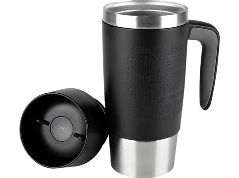 Emsa Travel Mug Thermobecher Schwarz Silber Trinkbecher Mediamarkt