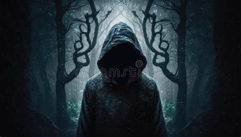 A Hooded Figure Lurks in a Dense Forest of Shadows and Secrets. Fantasy ...