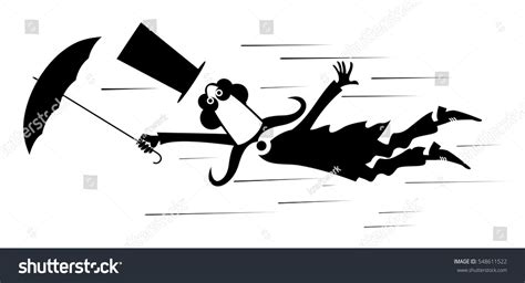 Windy Day Man Tries Hold Umbrella Stock Vector Royalty Free